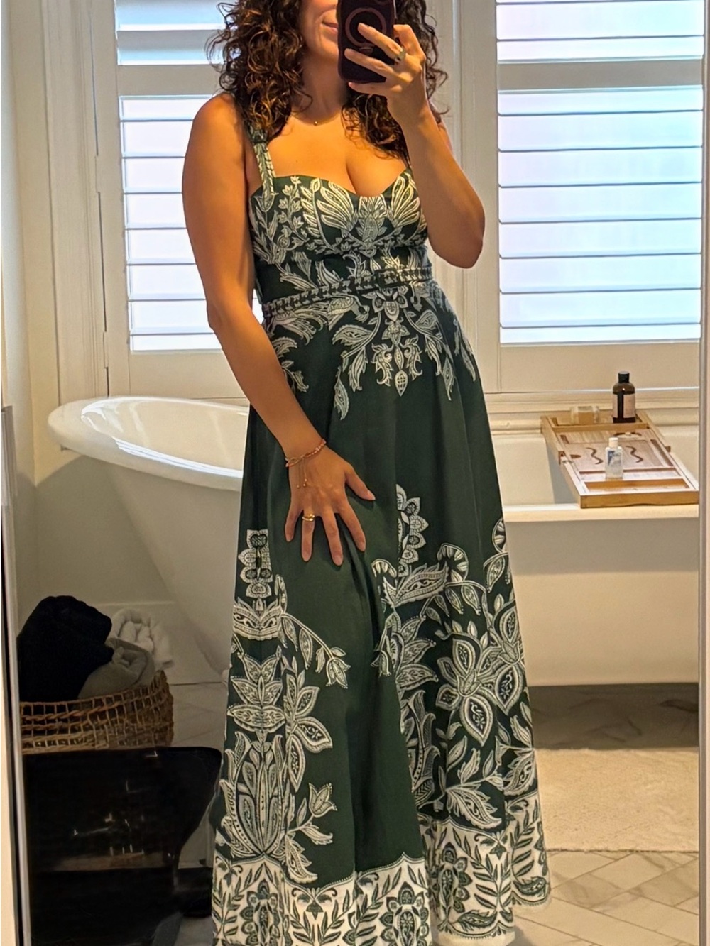 Farm Rio Dark Green Miranda Buckles Maxi Dress, Small - Picture 10 of 12